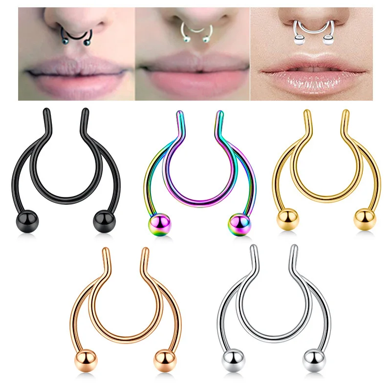 Body Jewelry Nose Studs - U-förmiger gefälschter Nasenring Hip Hoop Septum