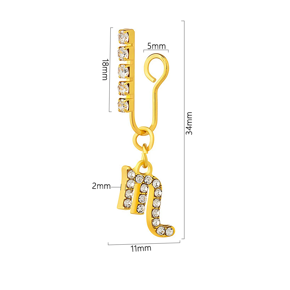 Body Jewelry Ear - 2er Pack Ohr clips Metall Zirkon