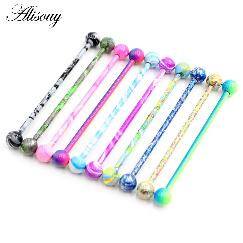 Industrial Barbell Long - Alisouy 2PC Lange Gerade Edelstahl Kugel