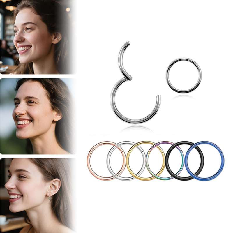 Body Jewelry Nose Studs - 16G 316L Chirurgischer Stahl Klappbare Clicker-Nasenringe,