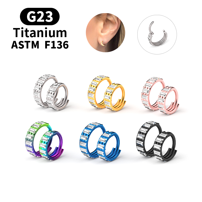 Septum Clicker Ring - G23 Titan Zirkon Klappbarer Segment-Nasenring, Brustwarzen-Clicker,