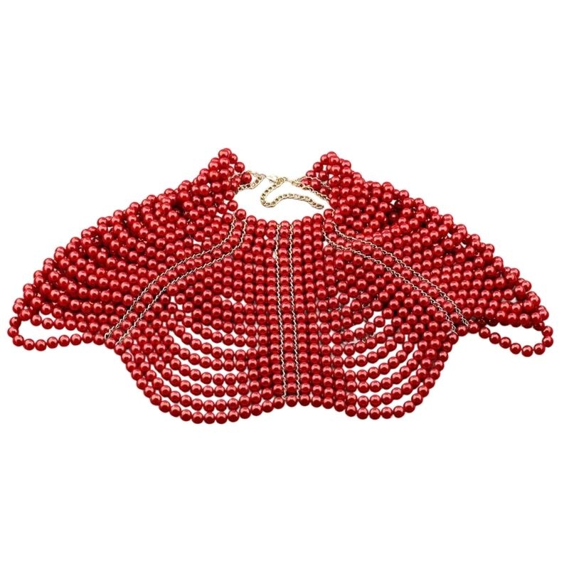 Body Jewelry Chains - 49MD Eleganter Damen-Schal mit mehrlagigen Perlen,