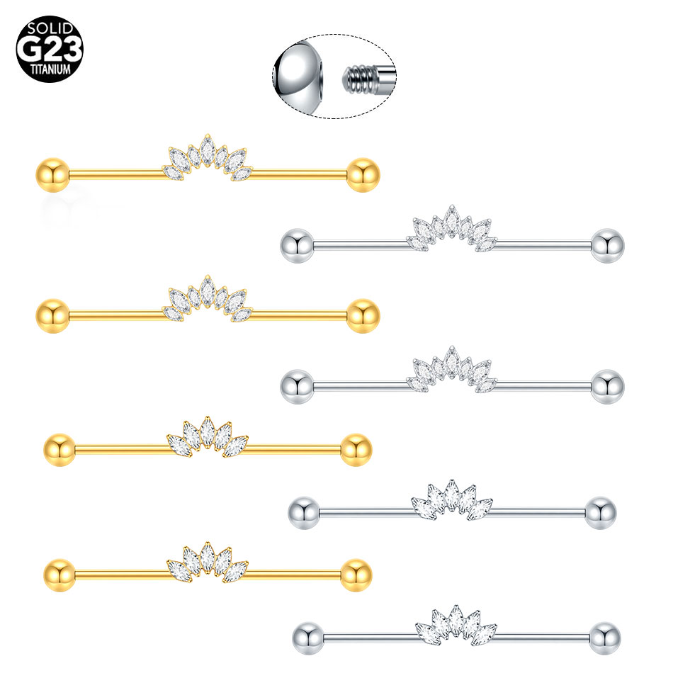 Industrial Barbell Long - 1/5PCS Titan 14G CZ Industrial Helix