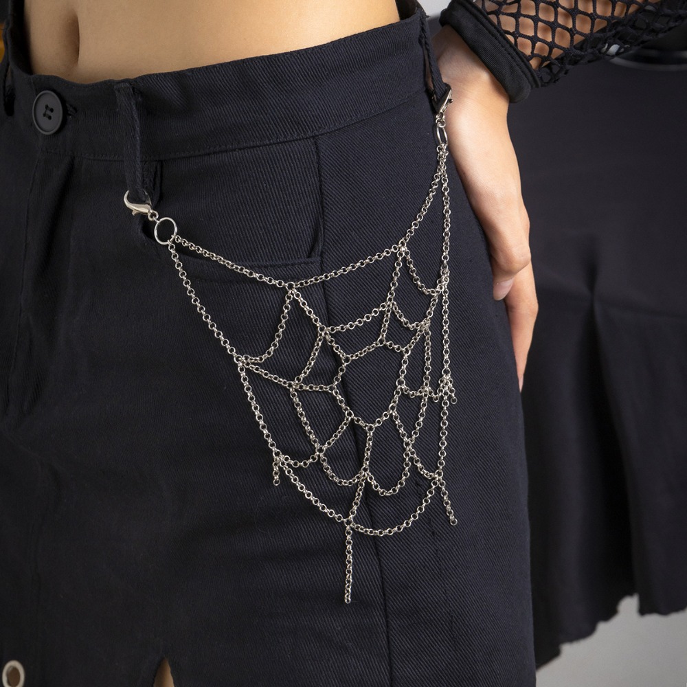 Body Jewelry Men - Gothic Punk Silber Farbe Spinne Web