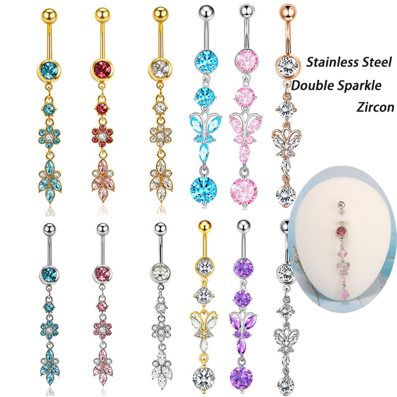 Body Jewelry Co - 1 Stück Gemischter Stil Bauchnabelpiercing Edelstahl