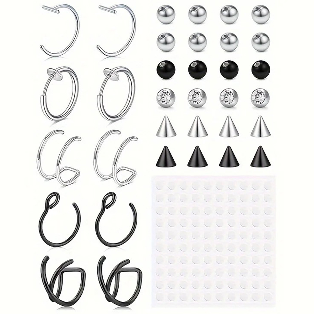 Body Jewelry Nose Studs - Fake-Piercings, Fake-Lippenring, Fake-Nasenring, Fake-Schlangenbeißer, Fake-Augenbrauenpiercing, Ohrklemme,