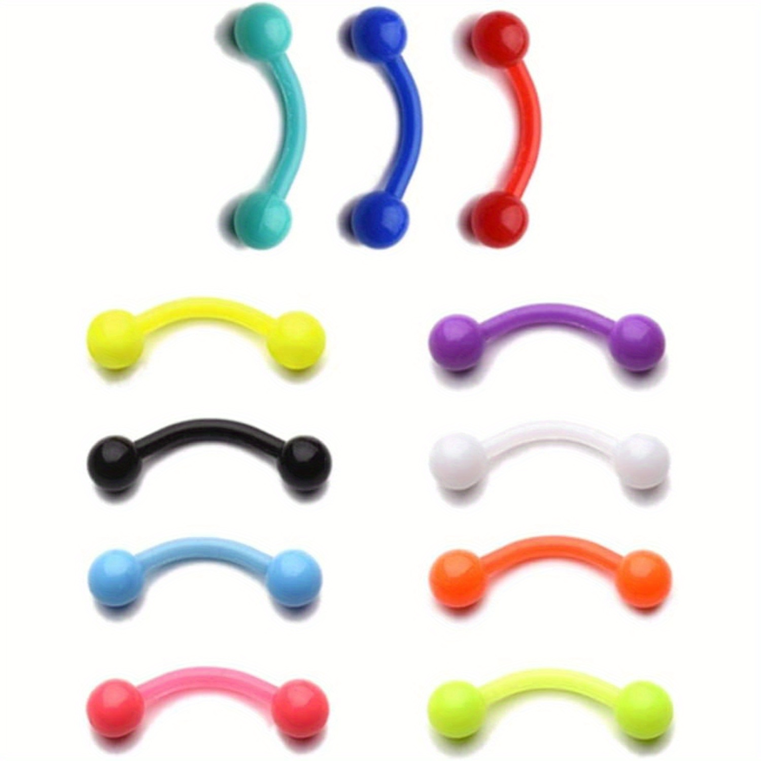 Body Jewelry Materials - 11pcs 8mm farbige Kunststoff Augenbrauen Studs