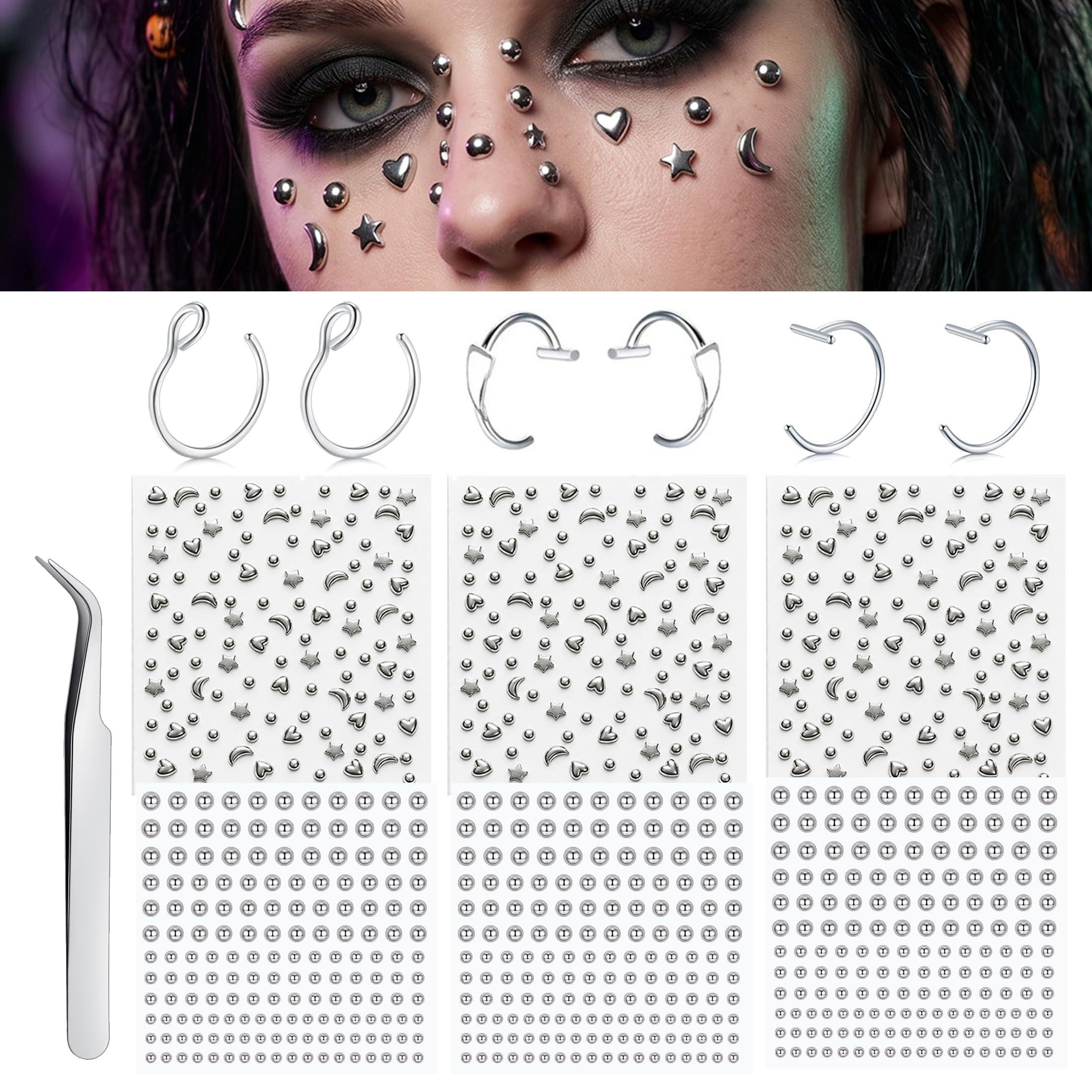 Body Jewelry Nose Studs - Künstliche Piercing-Kugeln zum Aufkleben, Nasenstecker, Fake