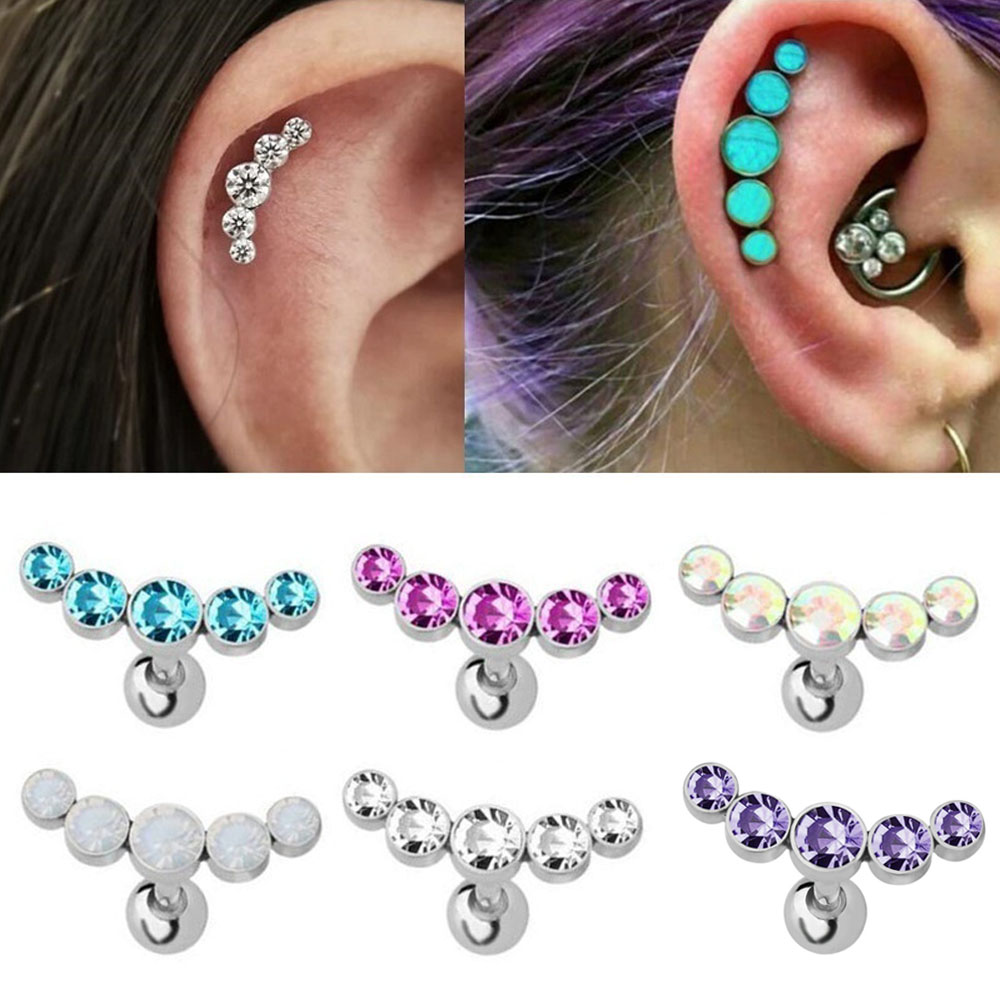 Body Jewelry Ear - 1 Stück Modischer 16G Kristall-Edelstein Opal