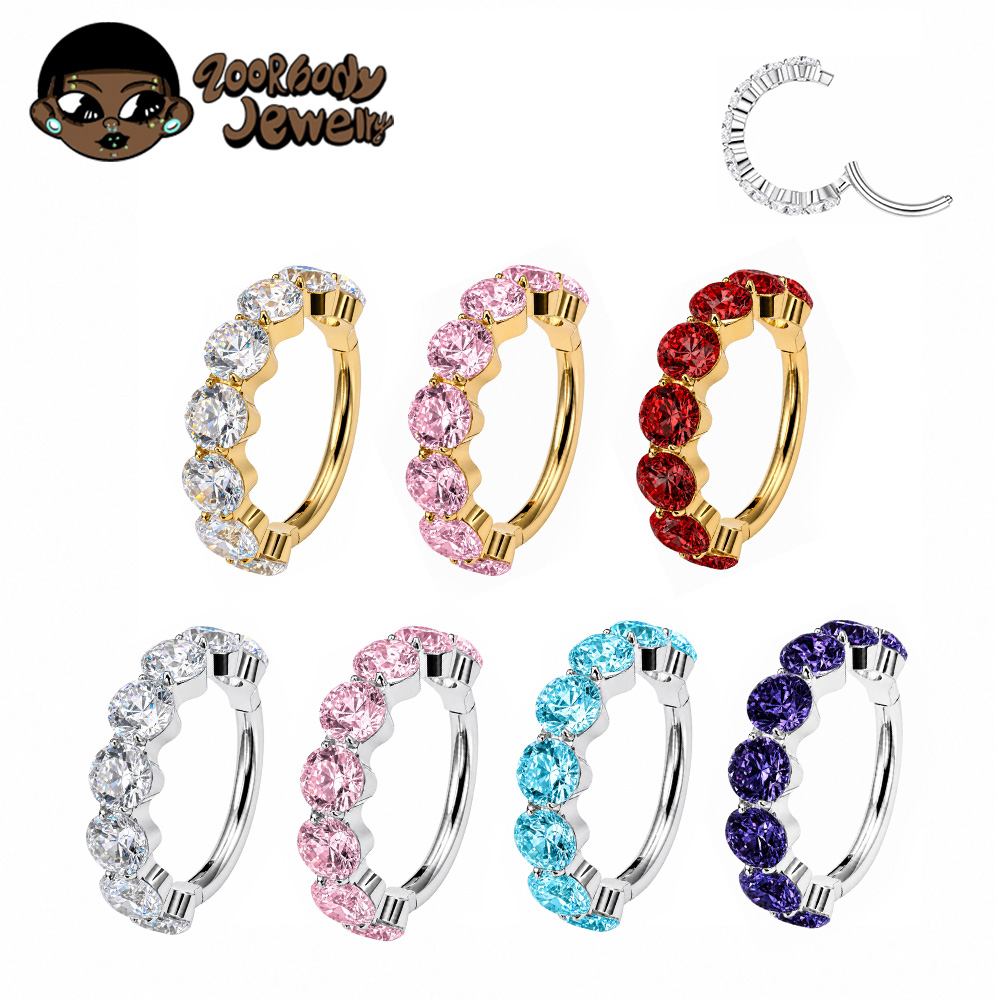 Septum Clicker Ring - ZOOR F136 Titan Luxus Zirkon Klapp-Ohrring