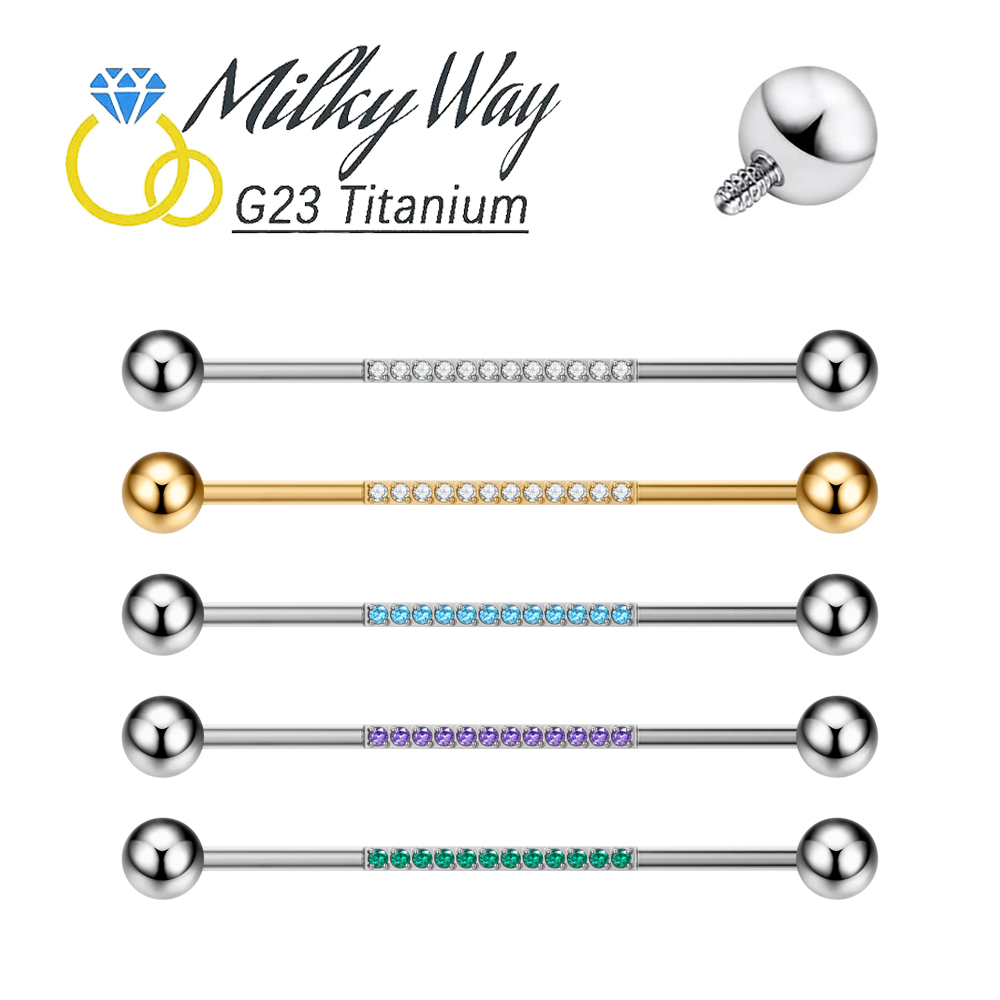 Industrial Barbell Long - G23 Titan Körper Piercing Schmuck 14G