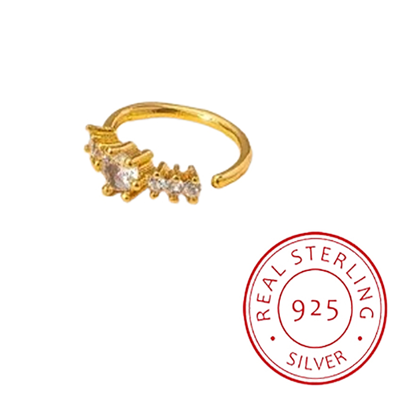 Body Jewelry Materials - Einfacher einreihiger geometrischer S925-Silber-gelber Nasenring für