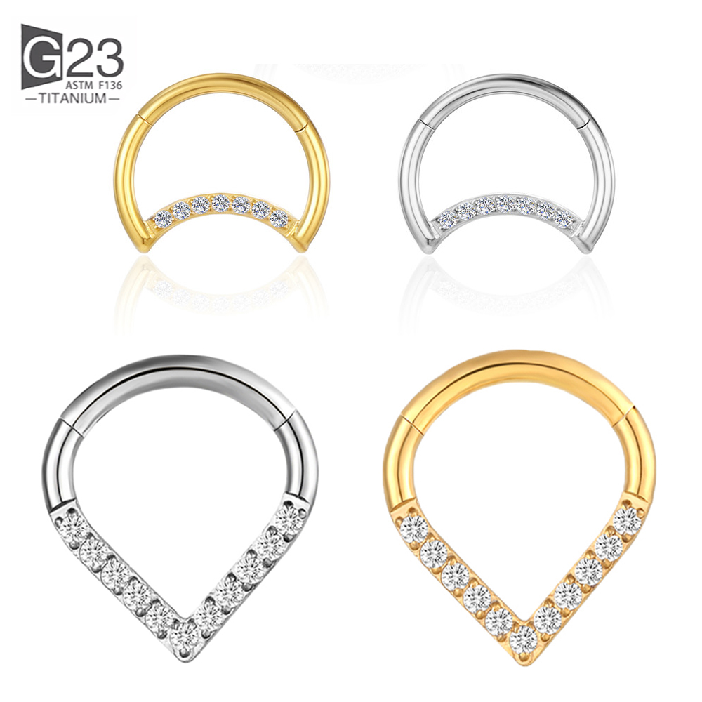 Septum Clicker Ring - F136 Titan Scharnier Tropfen Segment Ring