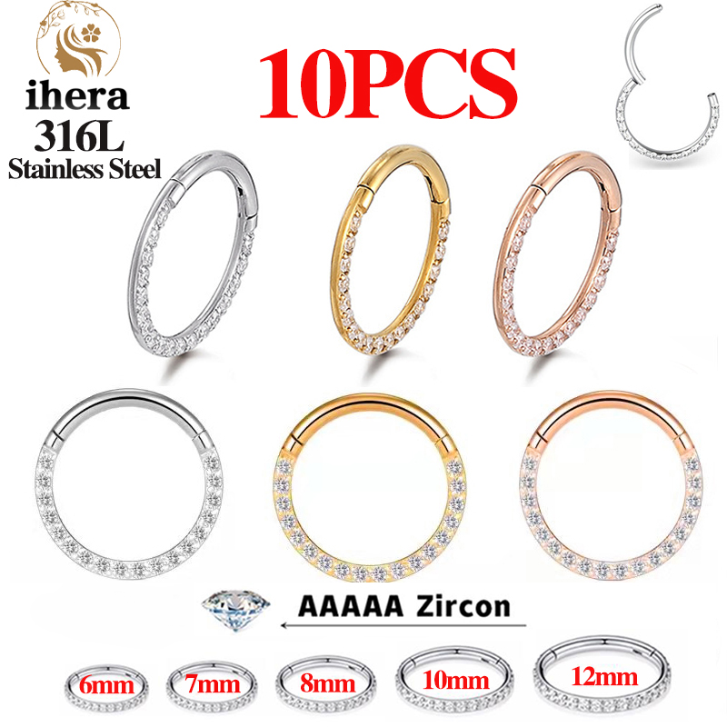 Body Jewelry Nose Studs - 1/10 Stück Edelstahl Nasenringe Septum Clicker