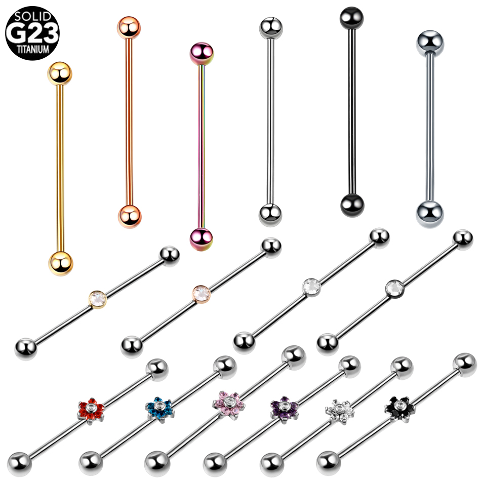 Industrial Barbell Long - 1PC Titan Piercing Edelstein Industrielle Barbell
