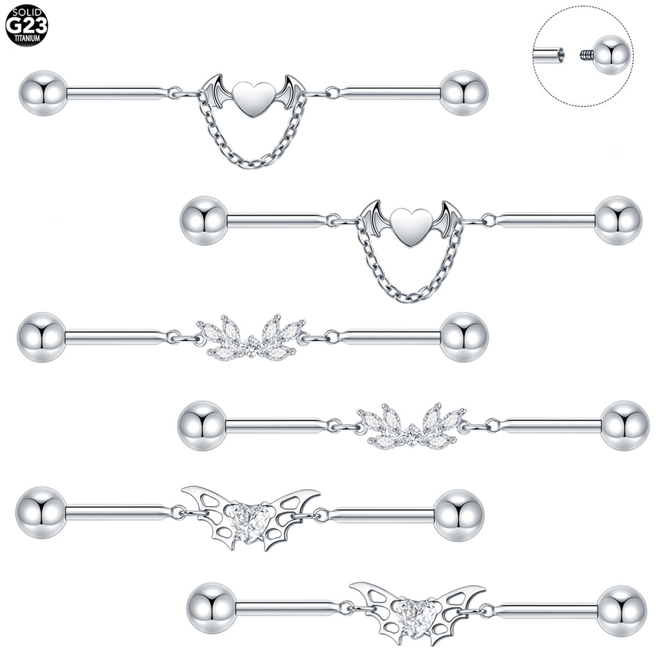 Industrial Barbell Long - 1 Stück Titan CZ Industrial Helix