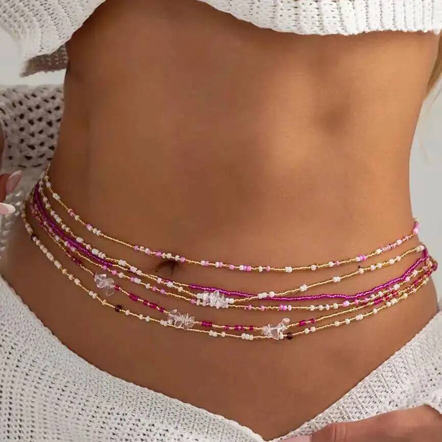 Body Jewelry Chains - SHIXIN 6-teiliges Set Boho Bunte Reisperlen