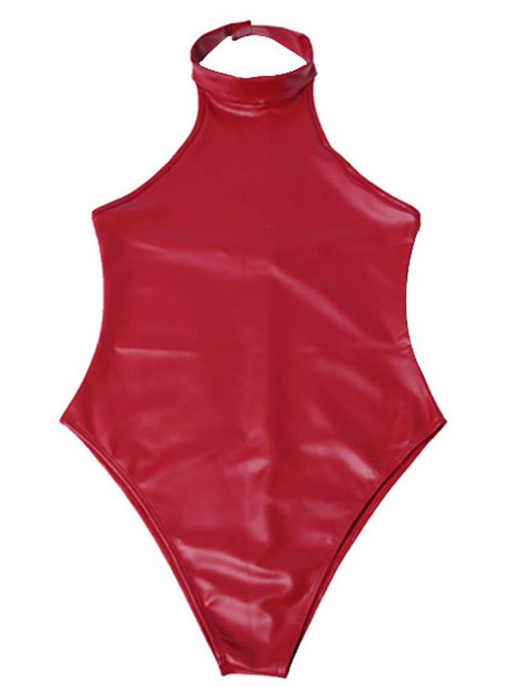 Body Jewelry Waterproof - Faux Latex Pu Leder Catsuit rücken