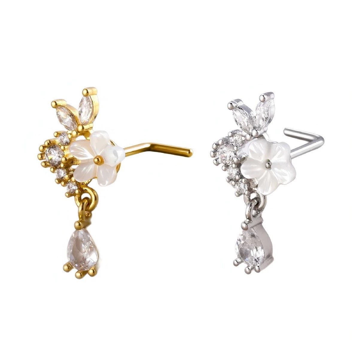 Goldener Blumen-Nasenring mit  – Body Jewelry Nose Studs Bewertung und Preis