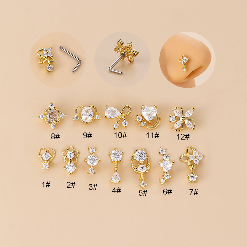 20G L-förmiger Kubischer Zirko – Body Jewelry Nose Studs Bewertung und Preis