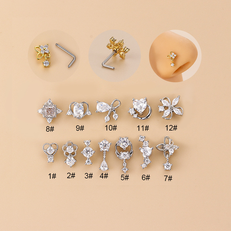 20G L-förmiger Kubischer Zirko – Body Jewelry Nose Studs Bewertung und Preis