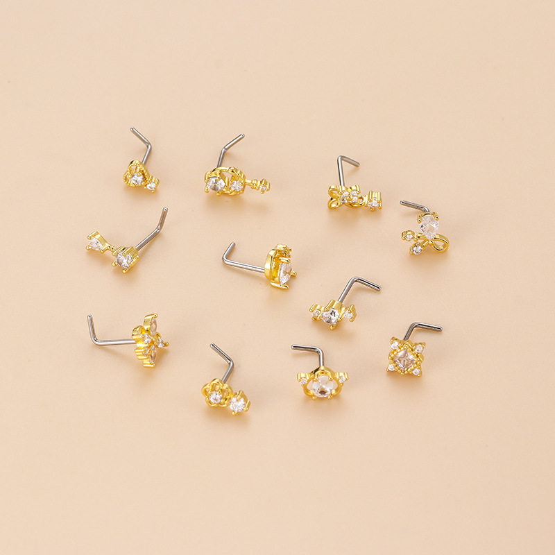 20G L-förmiger Kubischer Zirko – Body Jewelry Nose Studs Bewertung und Preis