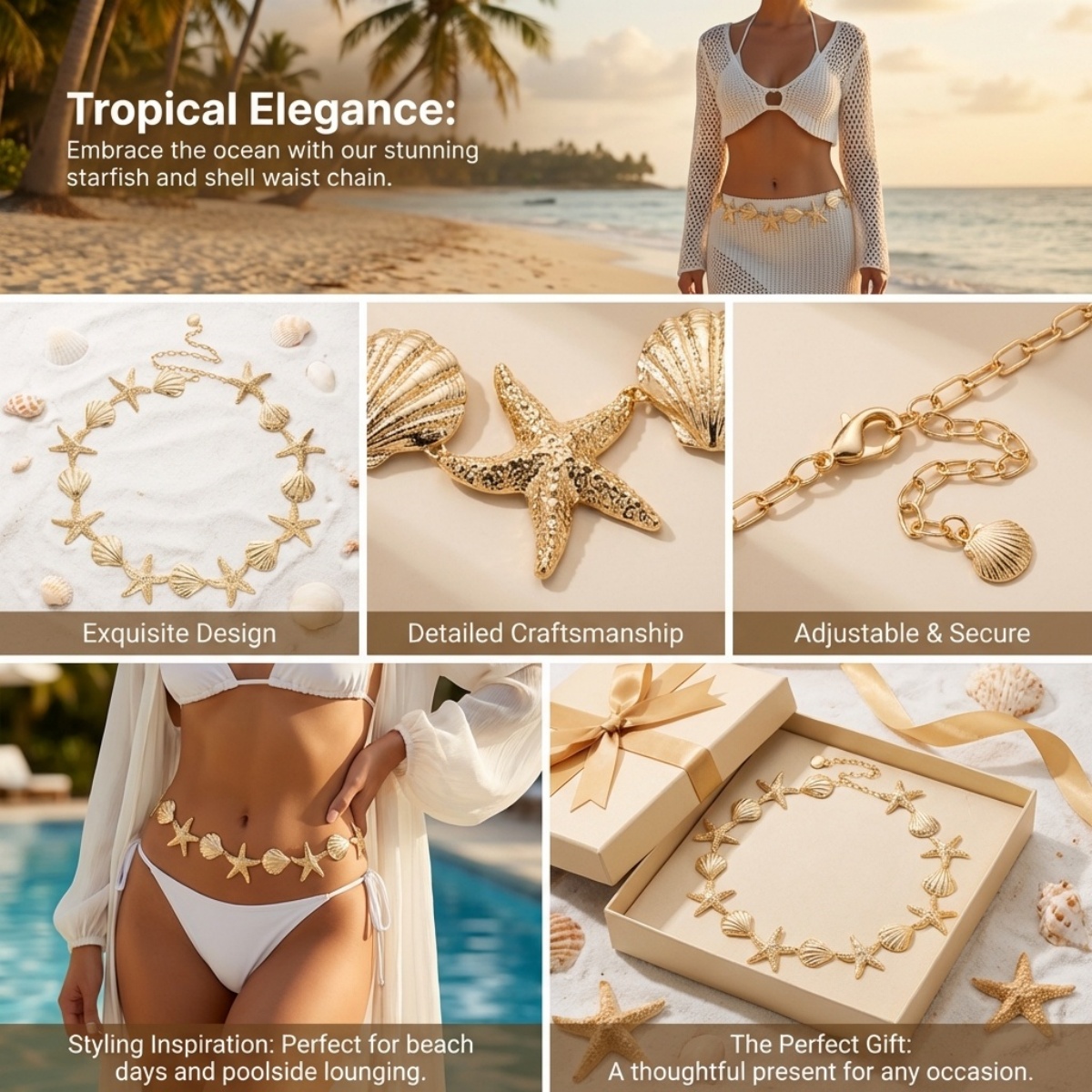 Sommerliche Strand-Taillenkett – Body Jewelry Men Bewertung und Preis