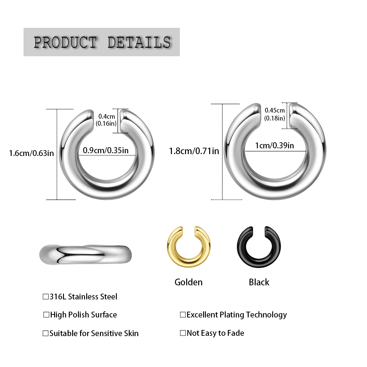 1pc Übertrieben c-Förmigen Nic – Body Jewelry Ear Bewertung und Preis